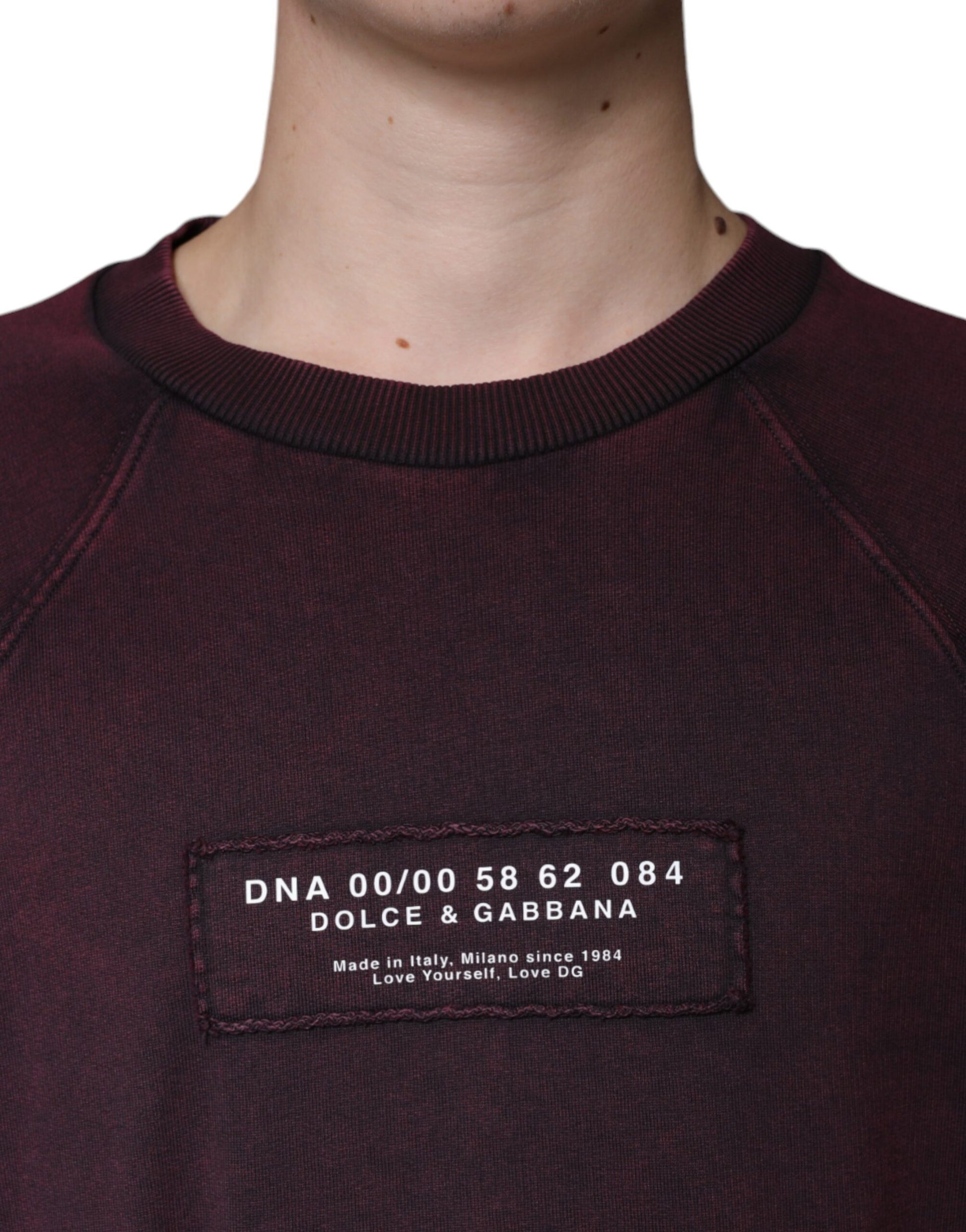 Sweat-shirt Dolce & Gabbana bordeaux à col rond pour homme avec logo