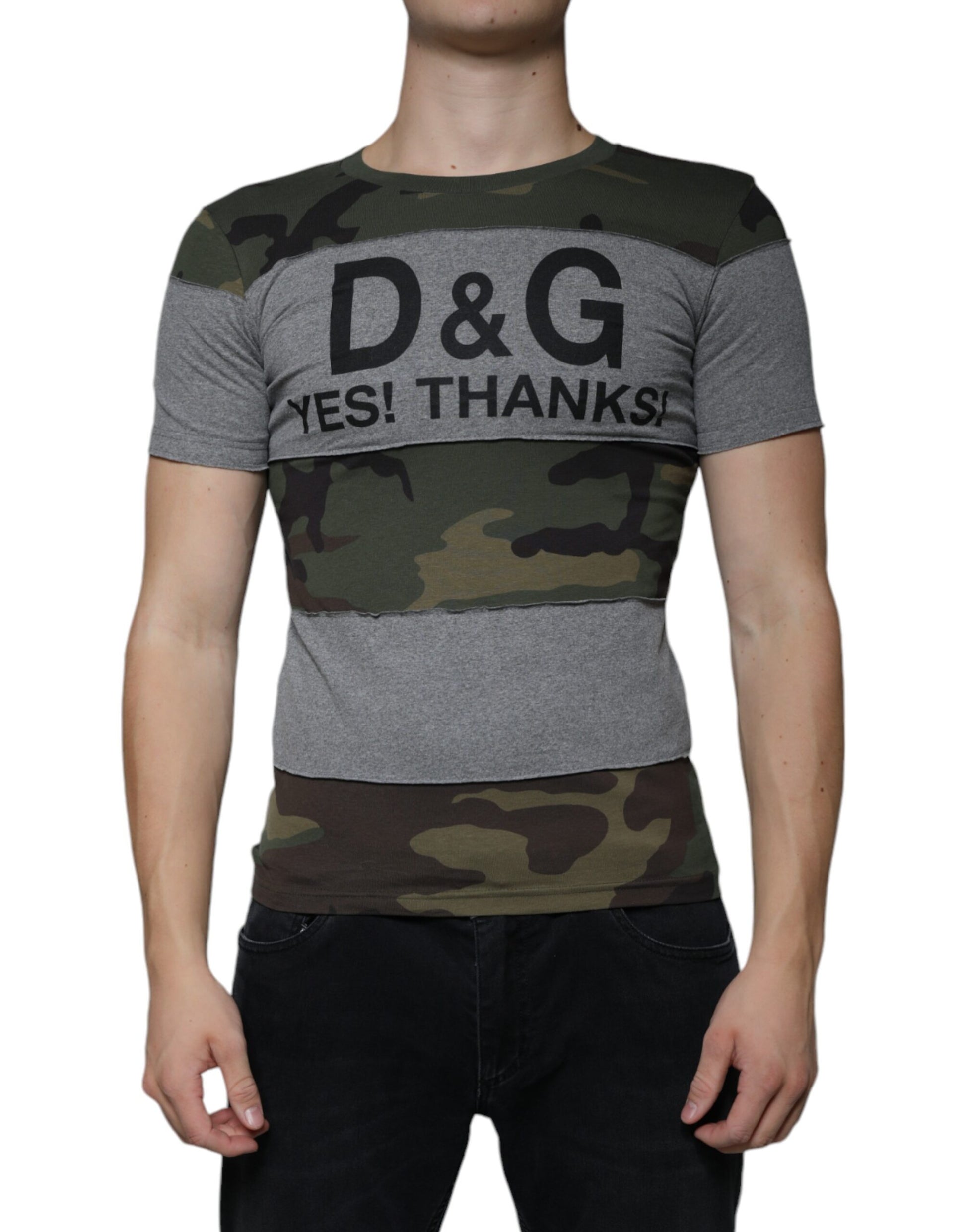 T-shirt Dolce & Gabbana en coton à col rond et imprimé camouflage multicolore