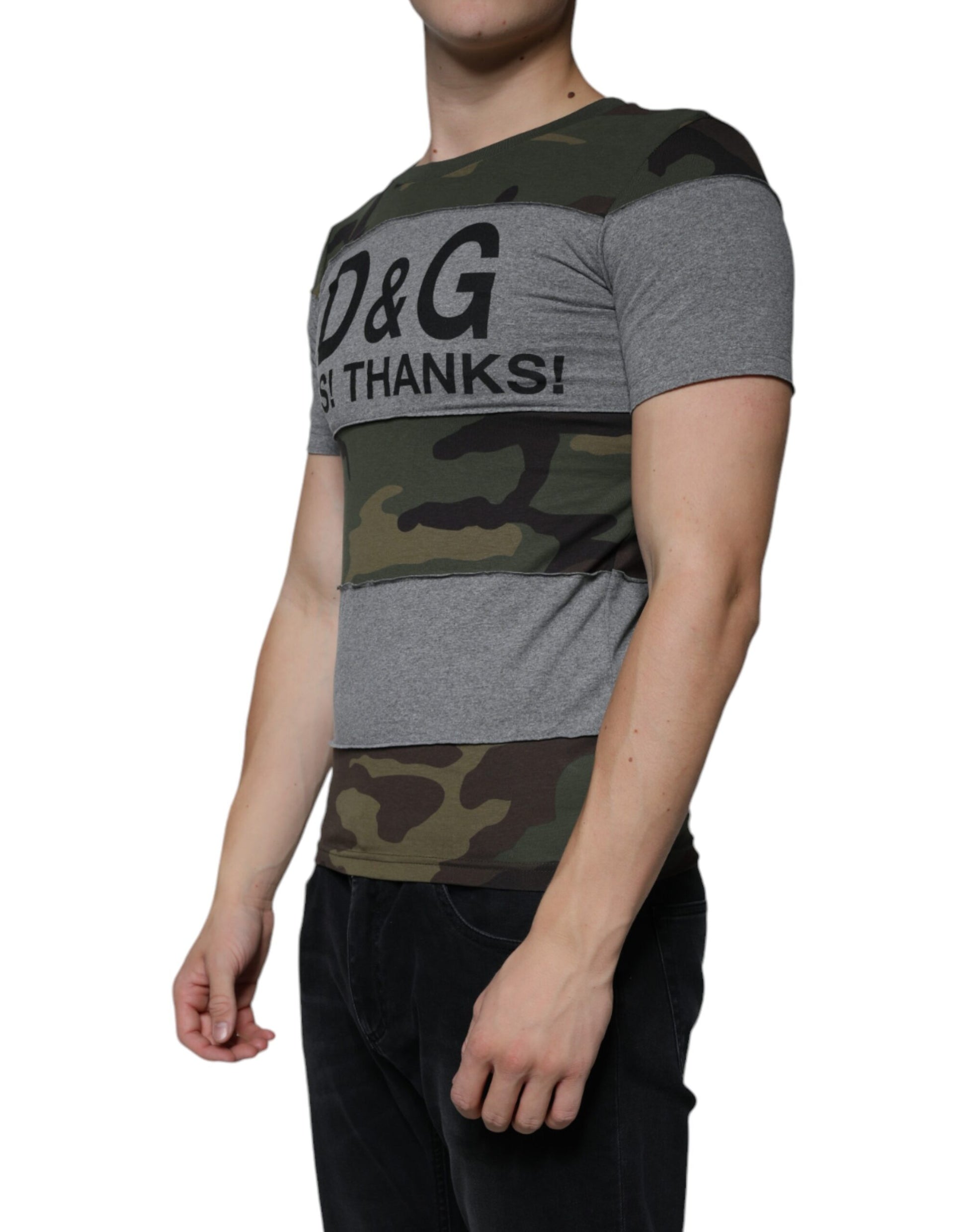T-shirt Dolce & Gabbana en coton à col rond et imprimé camouflage multicolore