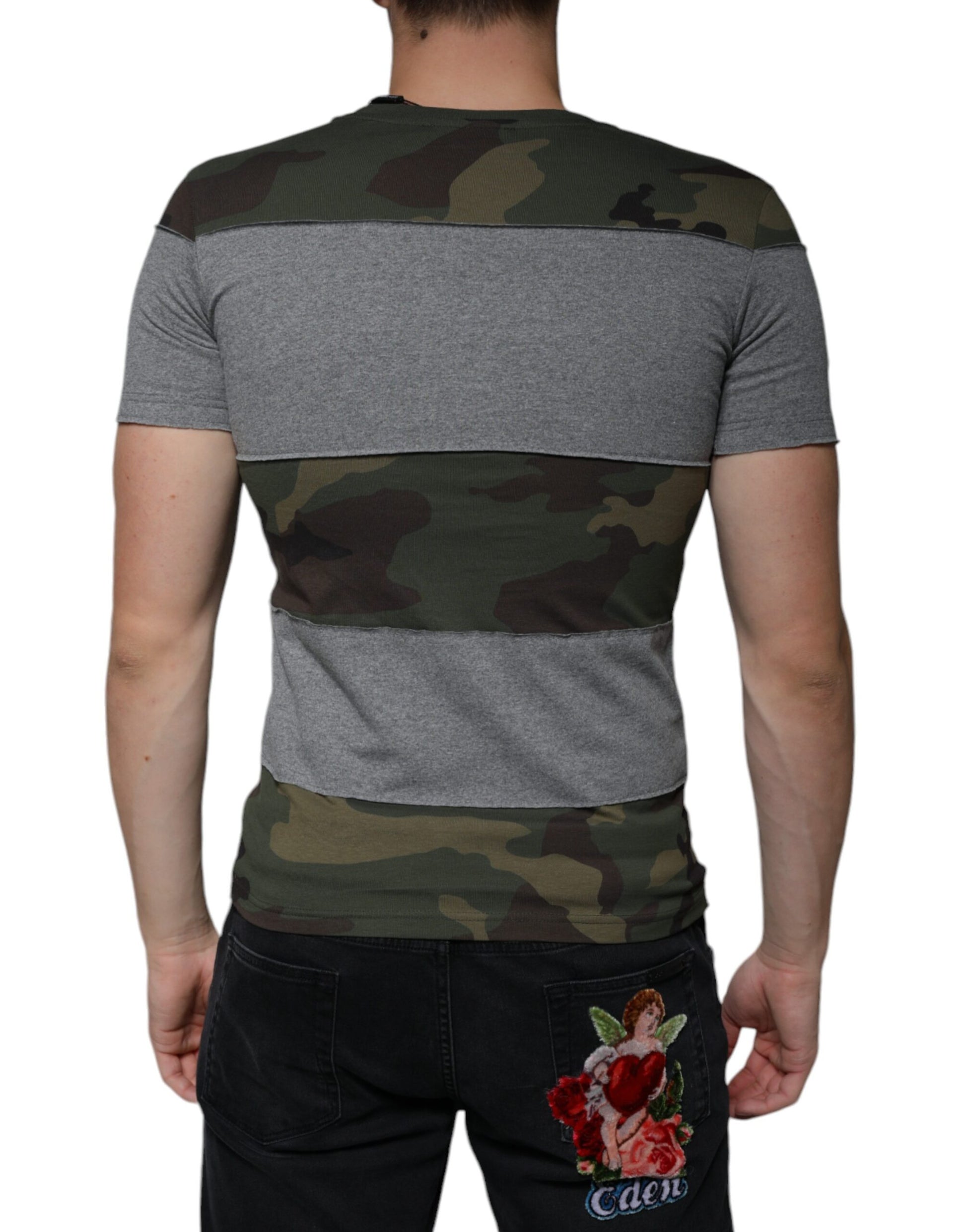 T-shirt Dolce & Gabbana en coton à col rond et imprimé camouflage multicolore
