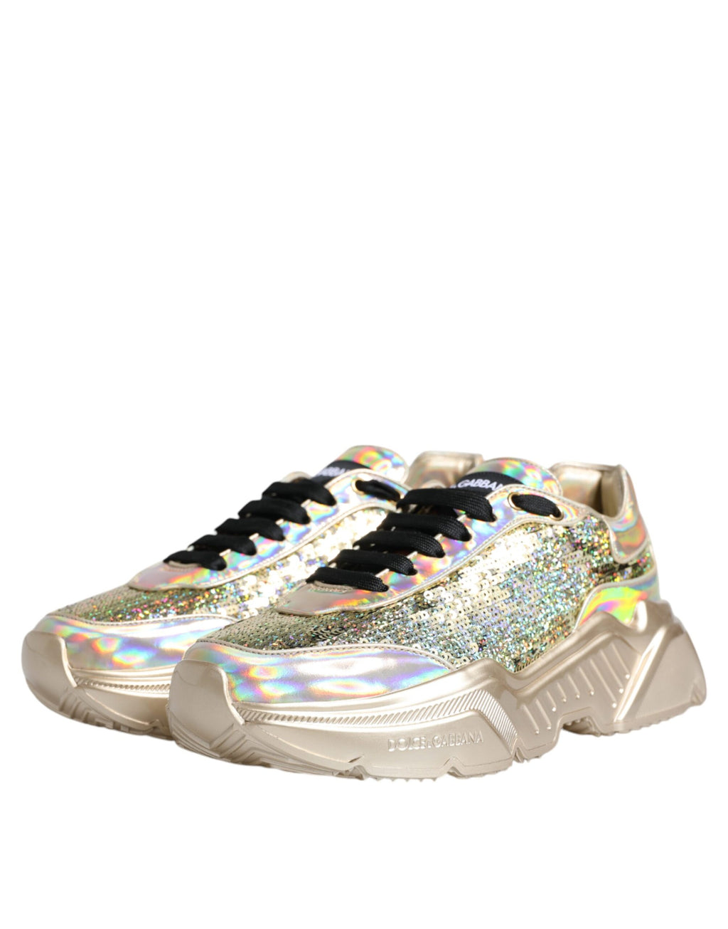Dolce & Gabbana Gold Chunky Sneakers for Men side view