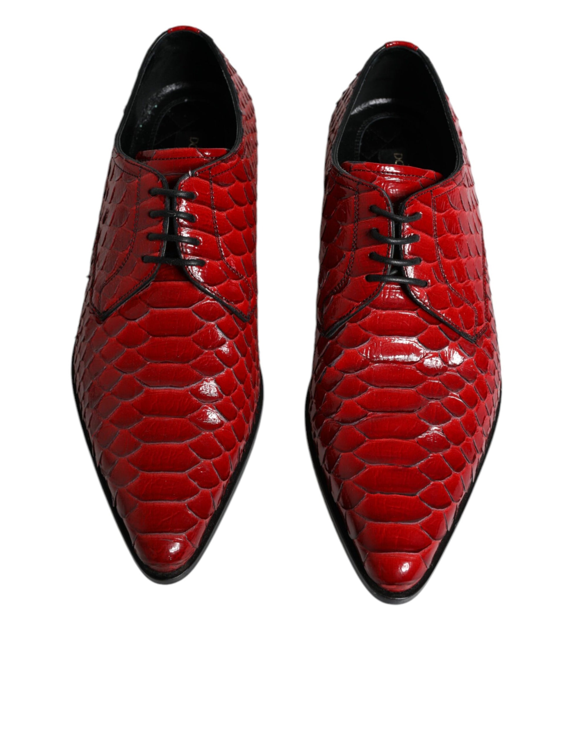 Chaussures de ville Richelieu rouges texturées vernies pour homme Dolce & Gabbana