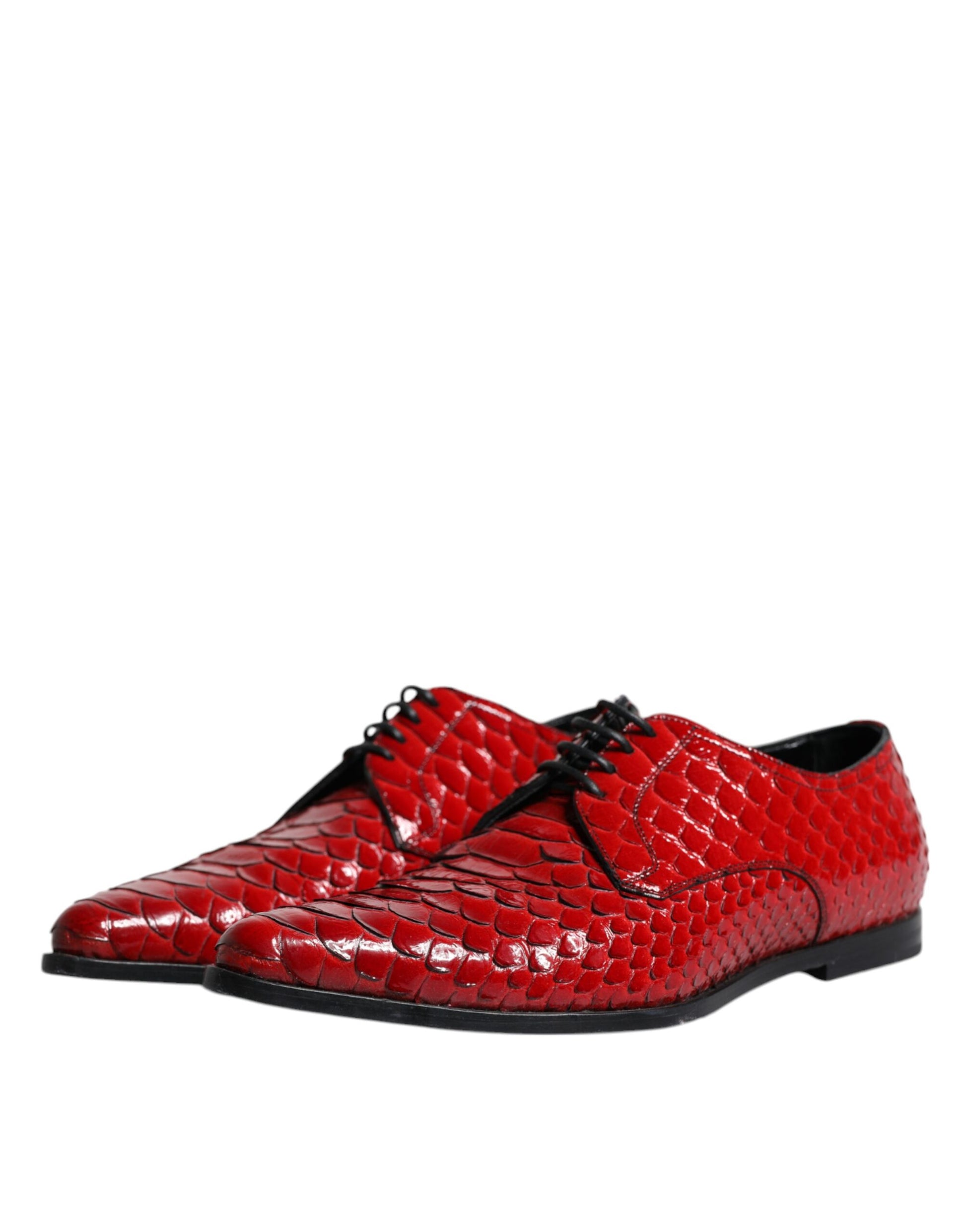 Chaussures de ville Richelieu rouges texturées vernies pour homme Dolce & Gabbana