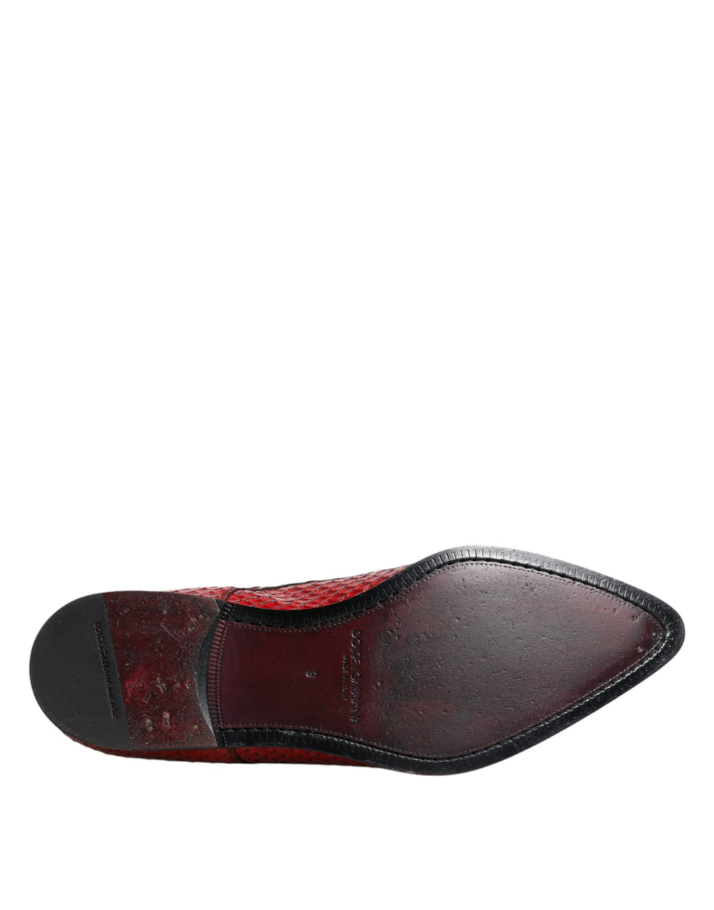Chaussures de ville Richelieu rouges texturées vernies pour homme Dolce & Gabbana