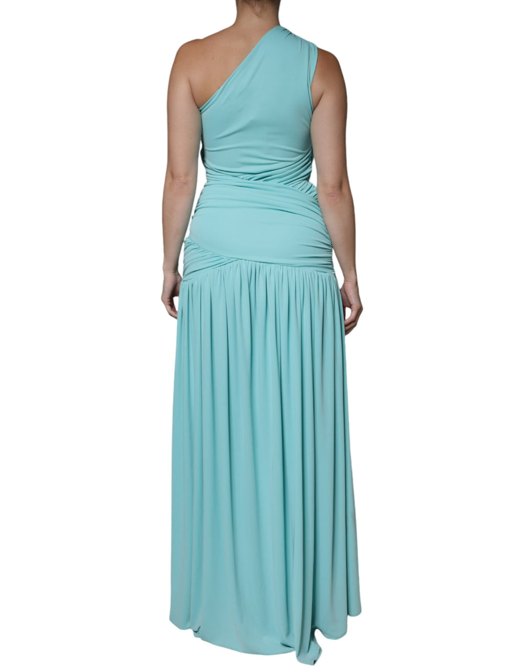 Robe longue asymétrique à drapé bleu clair en jersey Christian Pellizzari