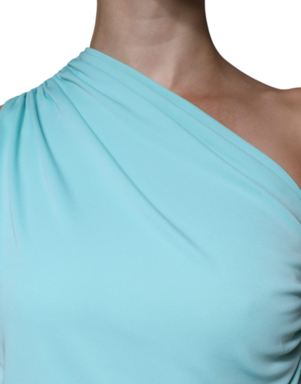 Robe longue asymétrique à drapé bleu clair en jersey Christian Pellizzari