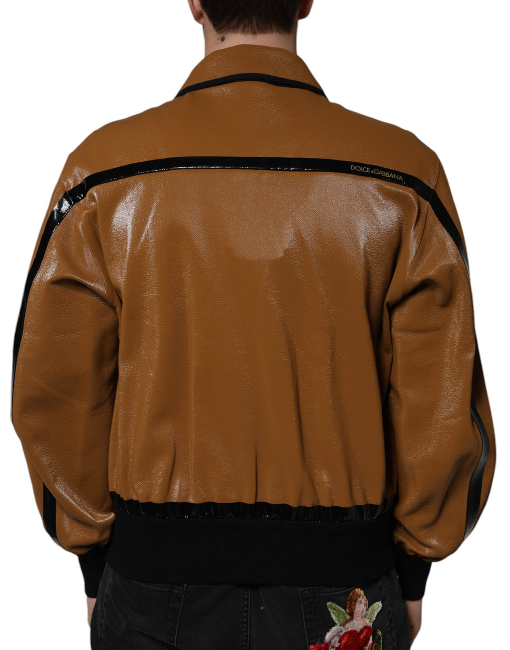 Dolce & Gabbana Brown Biker Jackets for Men side view