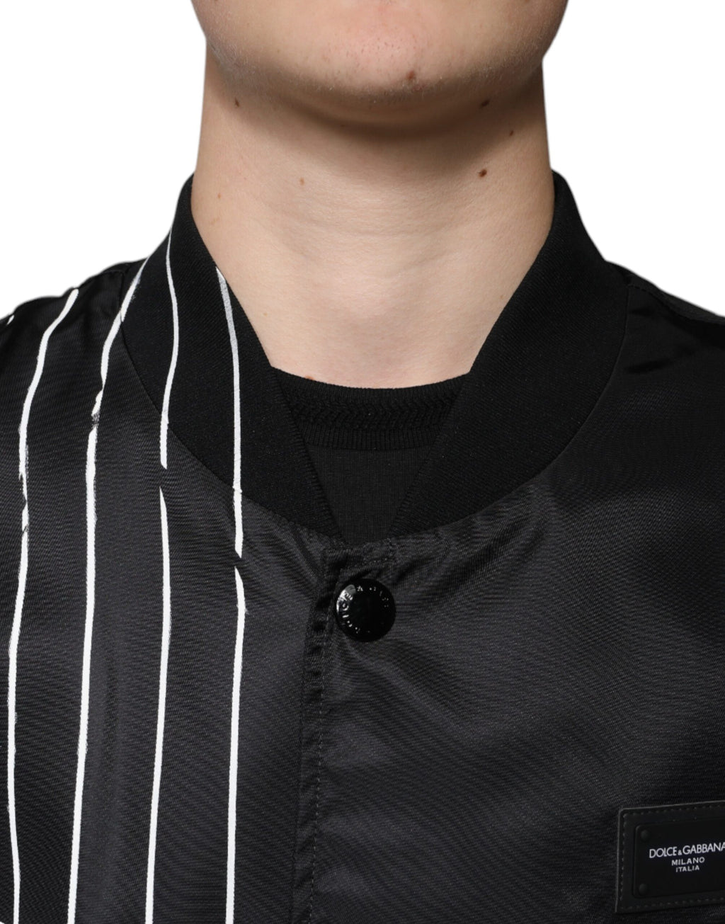 Bomber en nylon rayé à pois noirs Dolce & Gabbana