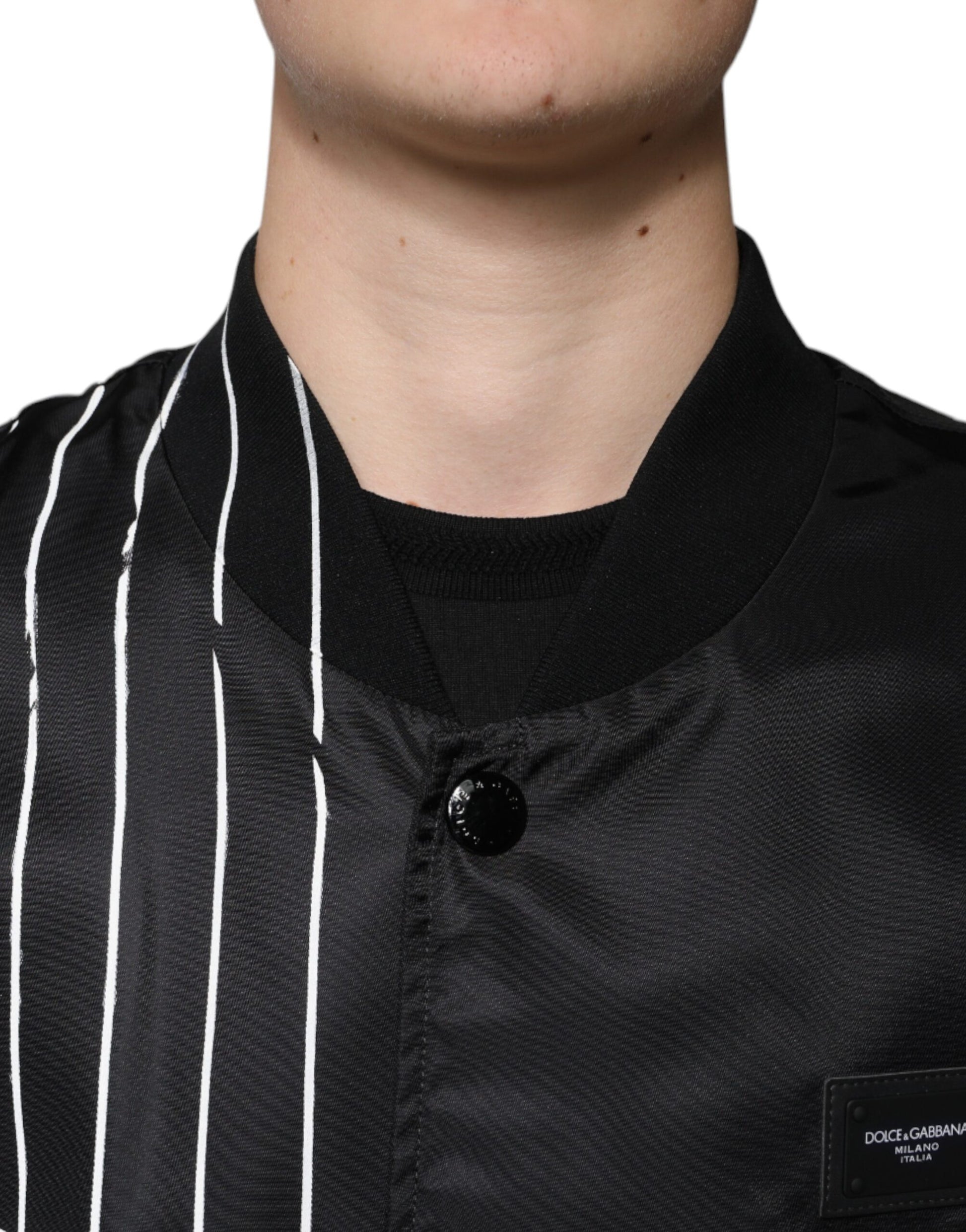 Bomber en nylon rayé à pois noirs Dolce & Gabbana