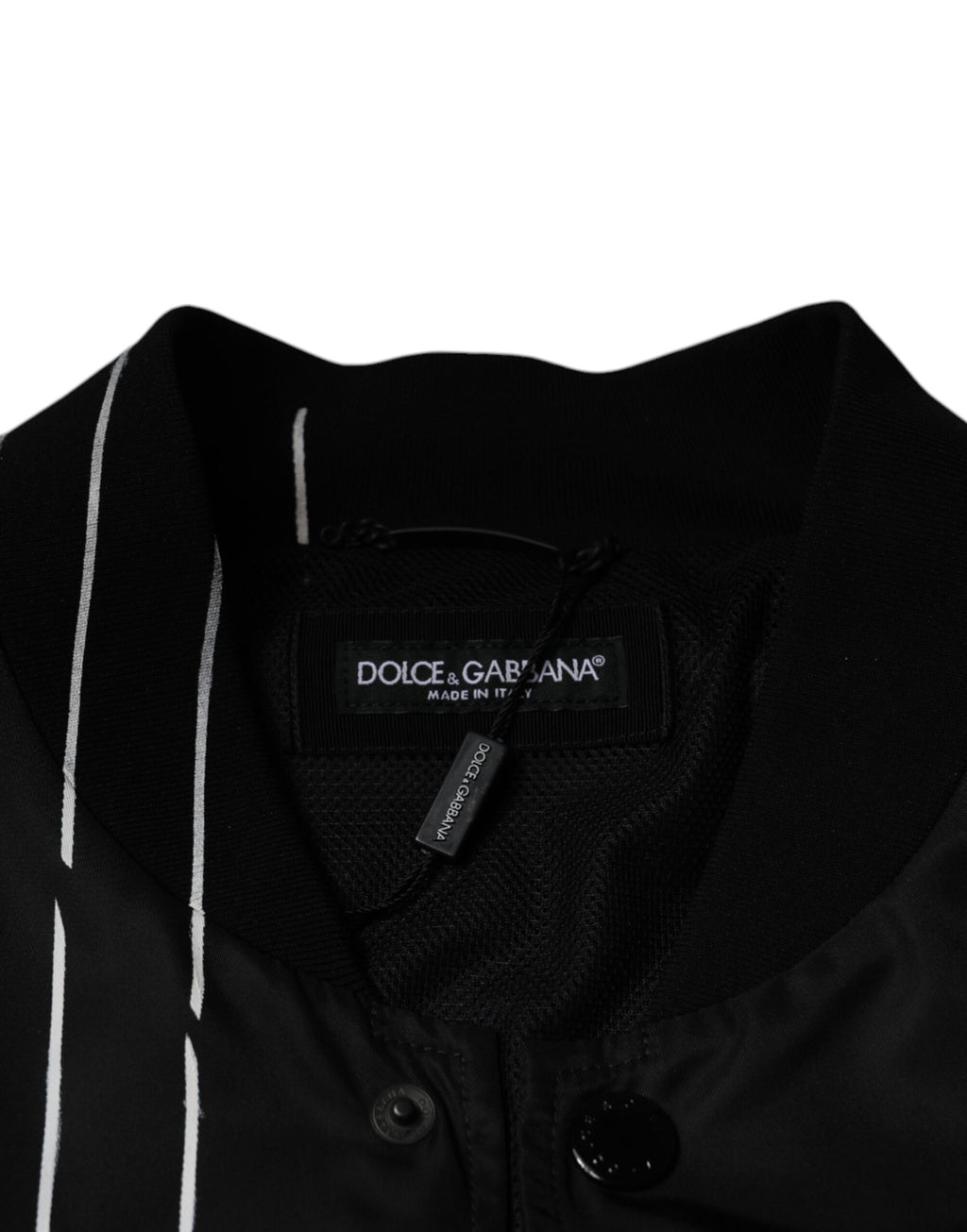 Bomber en nylon rayé à pois noirs Dolce & Gabbana