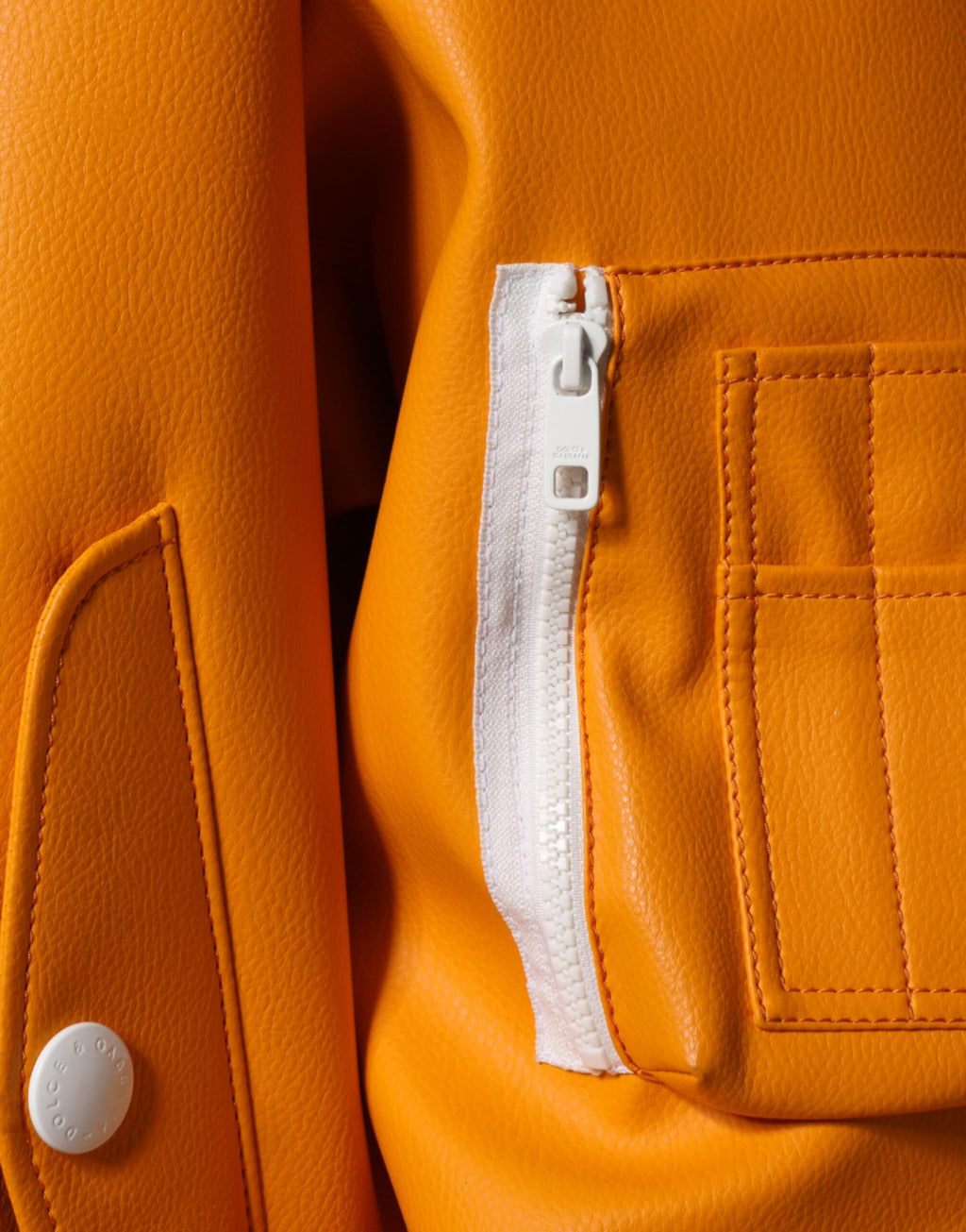 Blouson aviateur en jersey à fermeture éclair intégrale orange et blanc Dolce & Gabbana