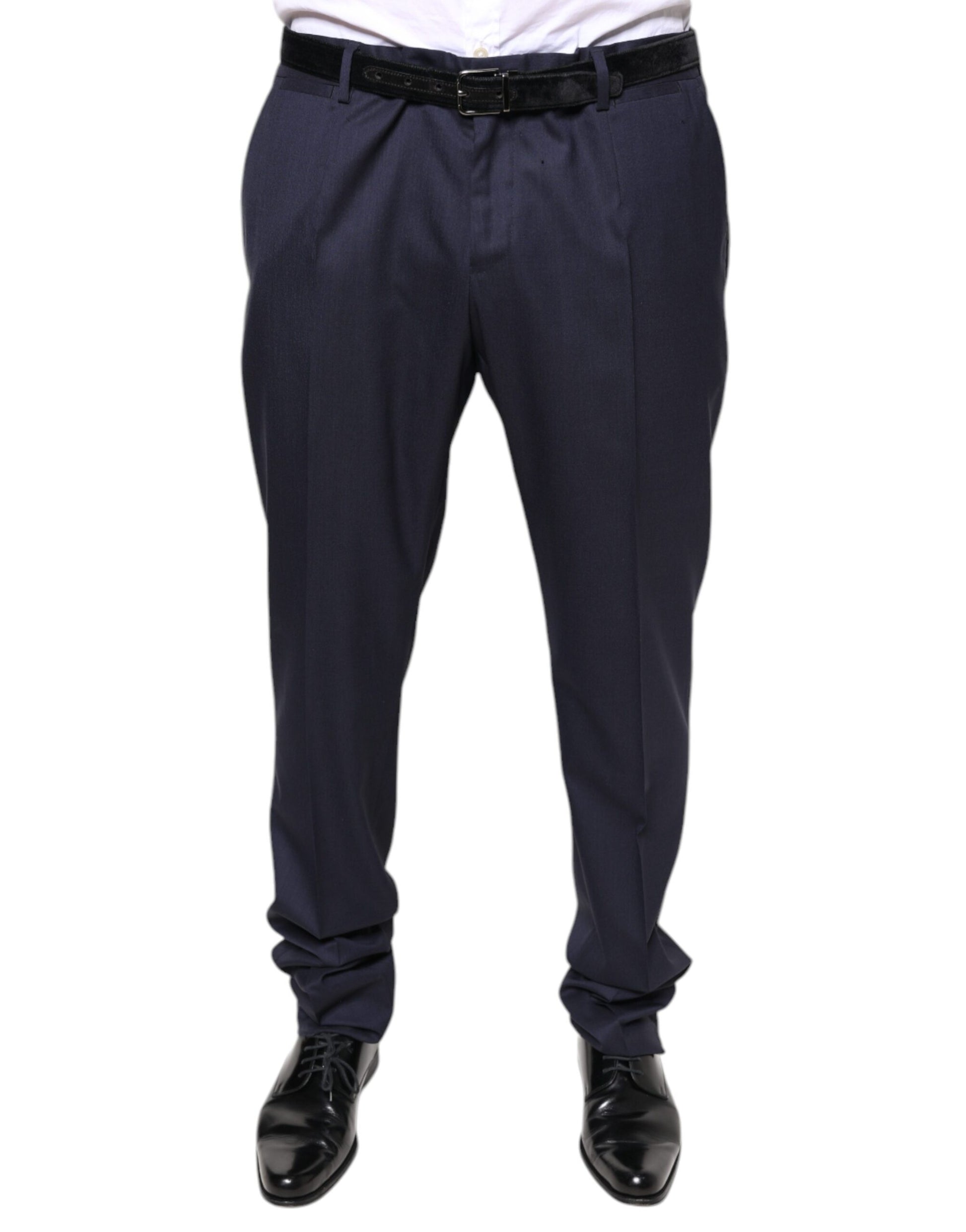 Pantalon de costume ajusté Dolce & Gabbana en laine bleue