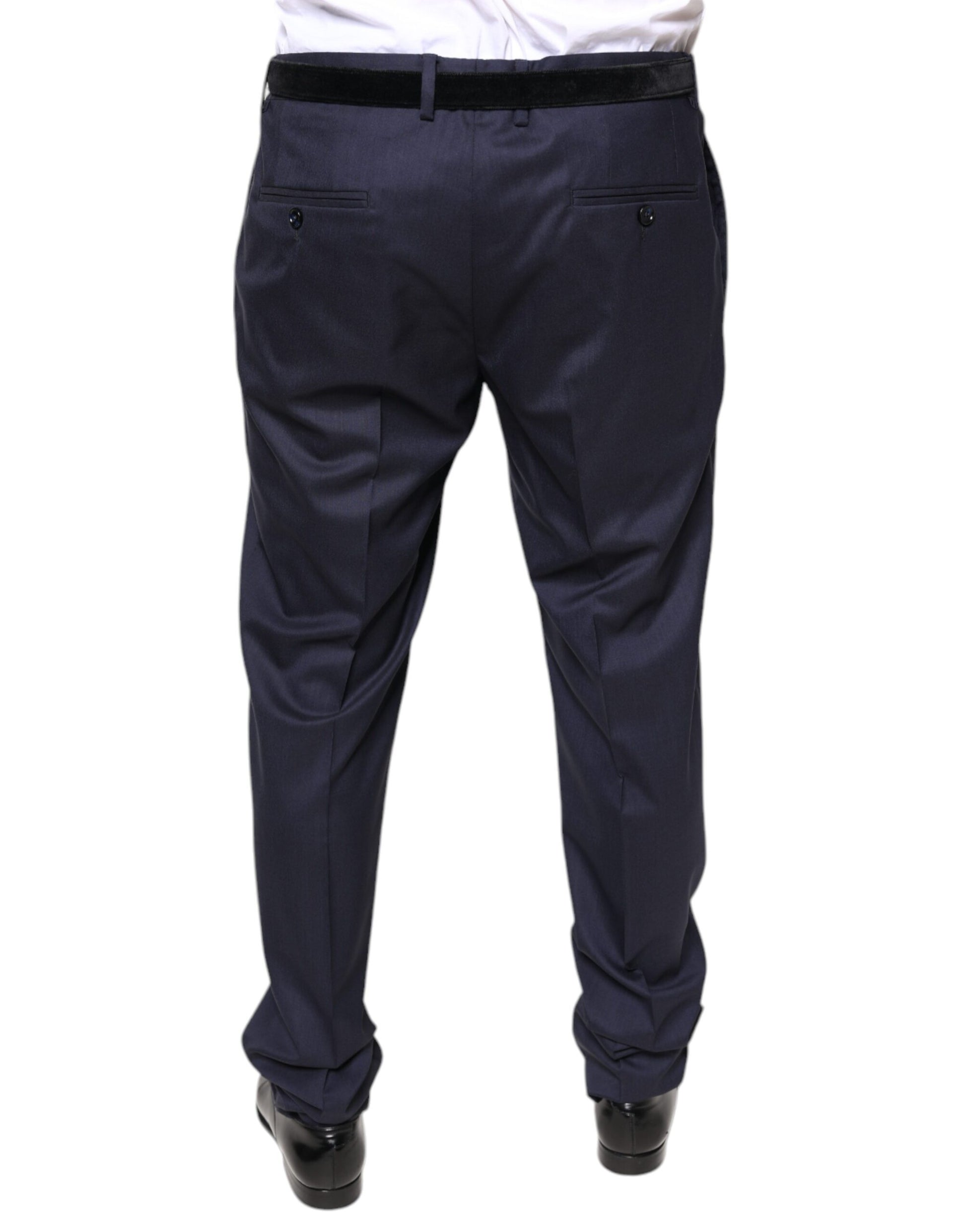 Pantalon de costume ajusté Dolce & Gabbana en laine bleue