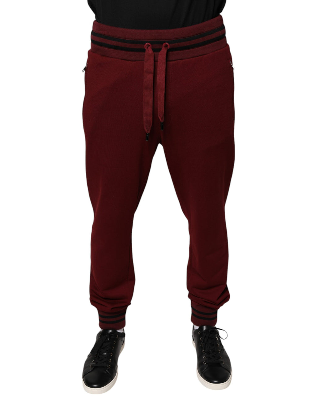 Dolce & Gabbana Pantalon de jogging pour homme en coton rouge foncé