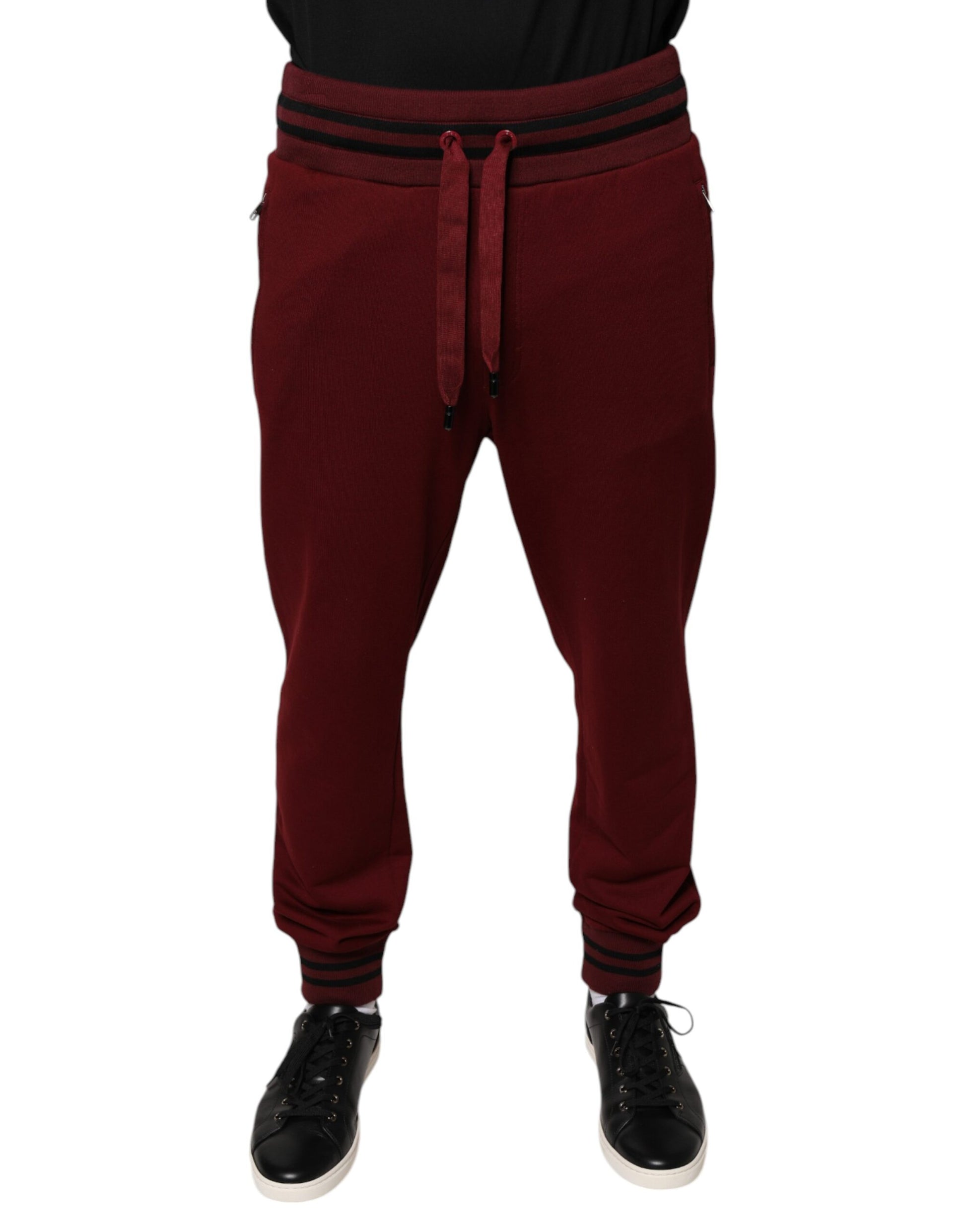 Dolce & Gabbana Pantalon de jogging pour homme en coton rouge foncé