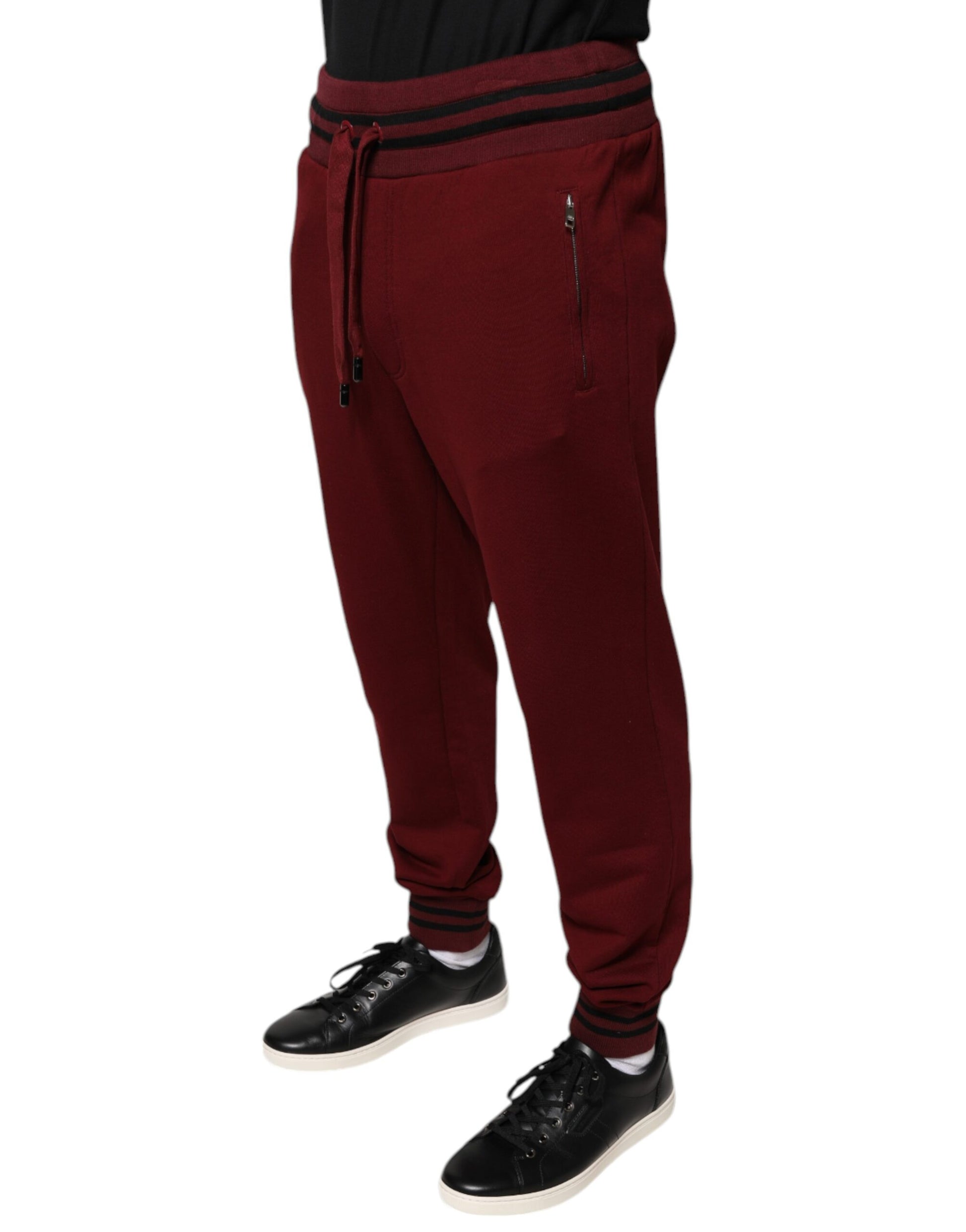 Dolce & Gabbana Pantalon de jogging pour homme en coton rouge foncé