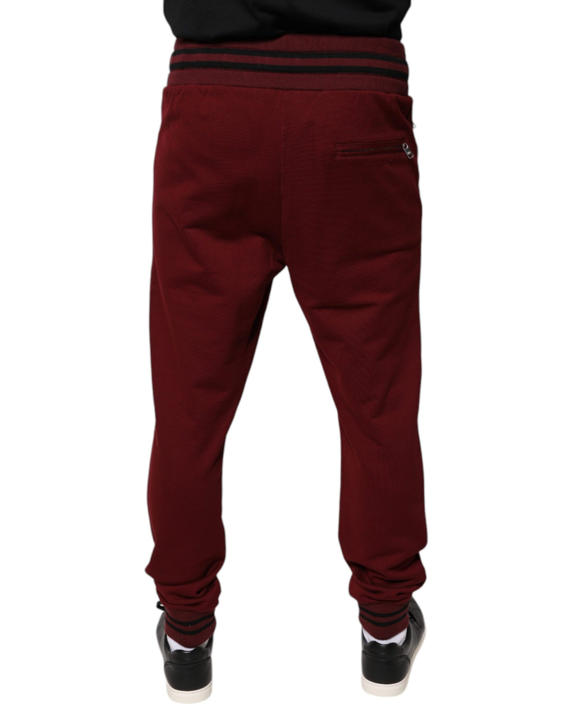Dolce & Gabbana Pantalon de jogging pour homme en coton rouge foncé