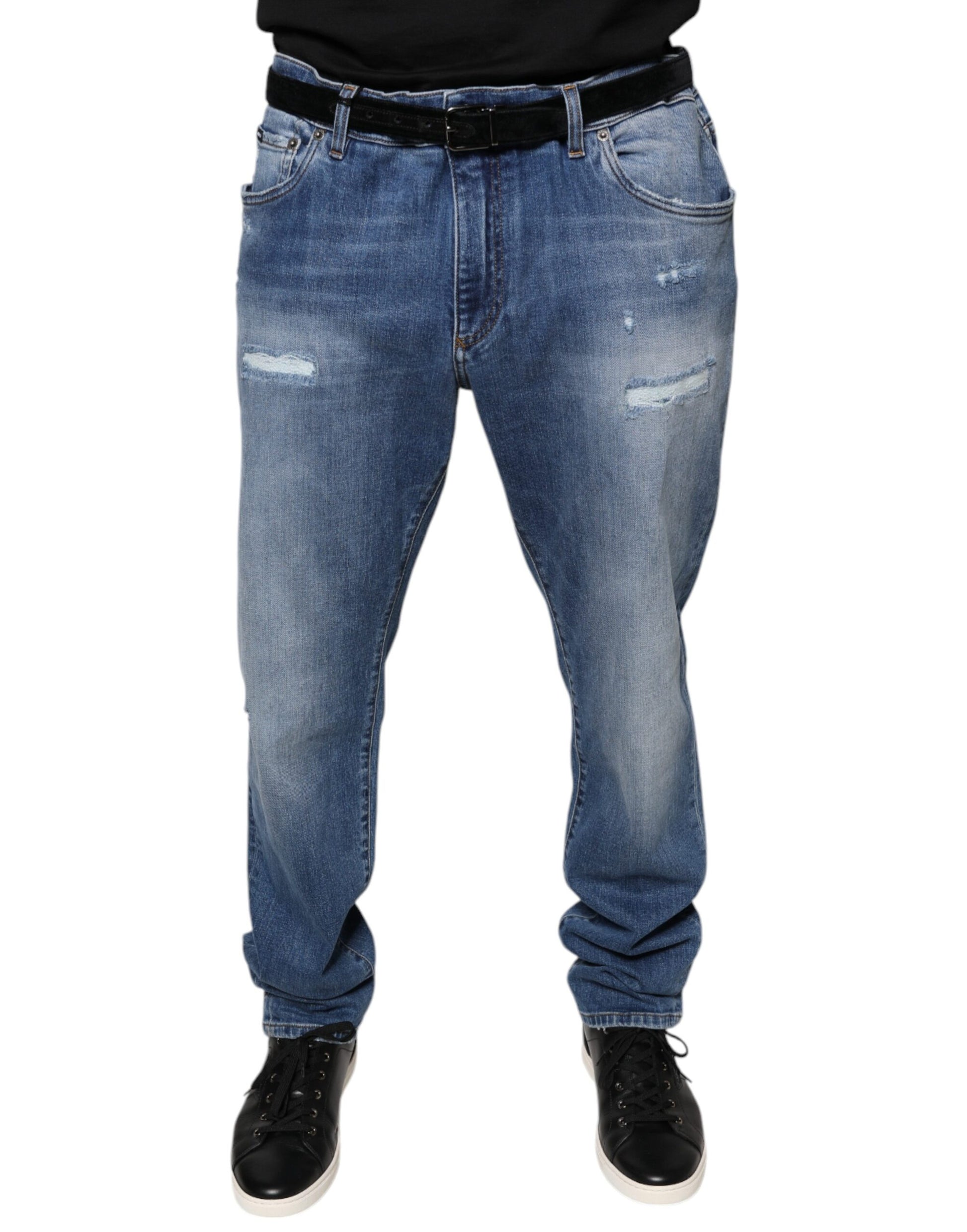 Jean denim Dolce & Gabbana en coton stretch bleu délavé pour homme