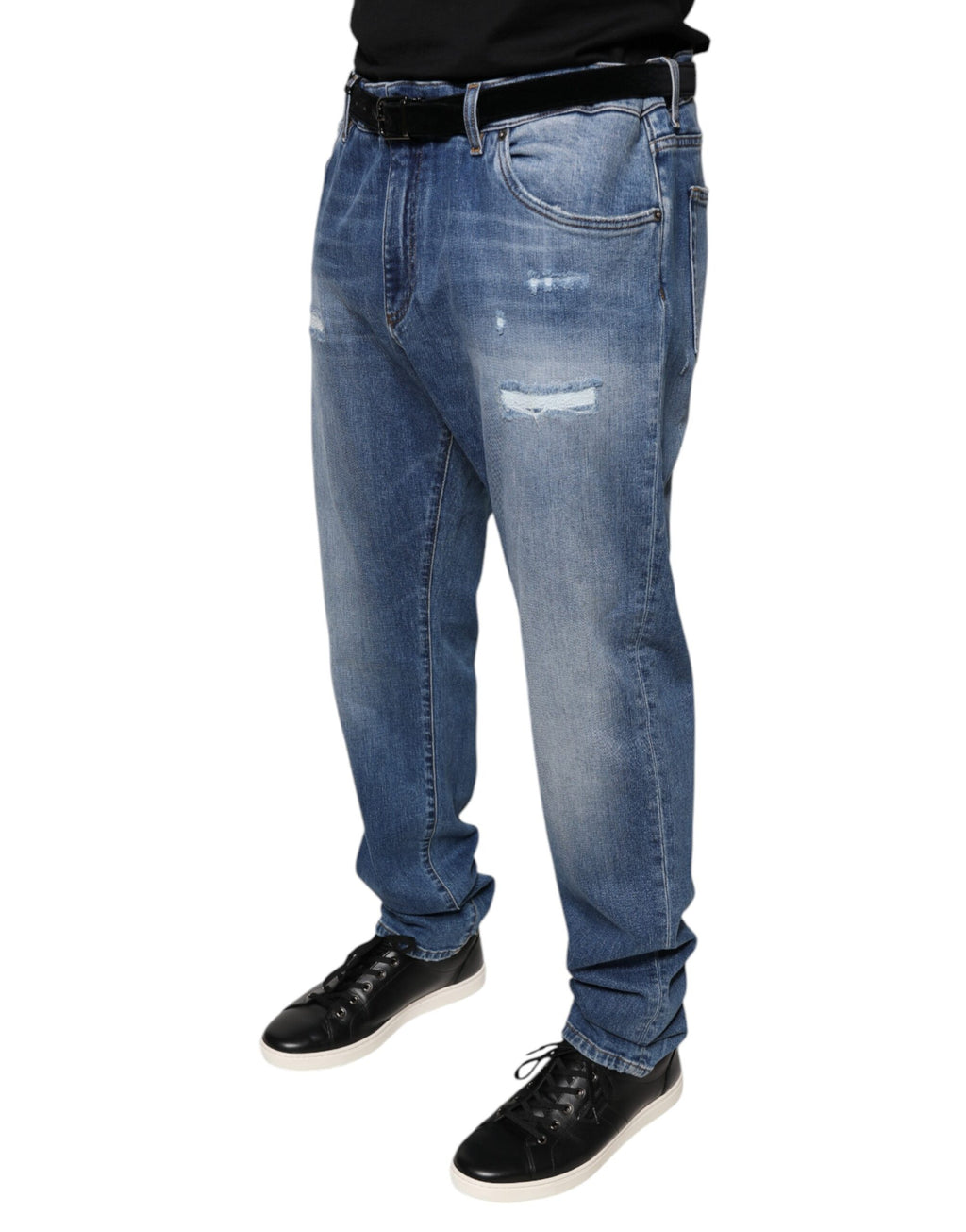 Jean denim Dolce & Gabbana en coton stretch bleu délavé pour homme