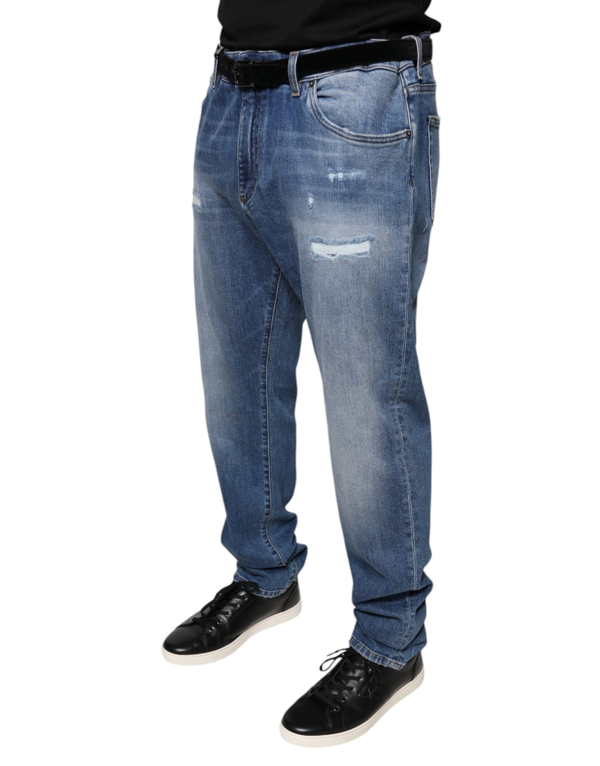 Jean denim Dolce & Gabbana en coton stretch bleu délavé pour homme