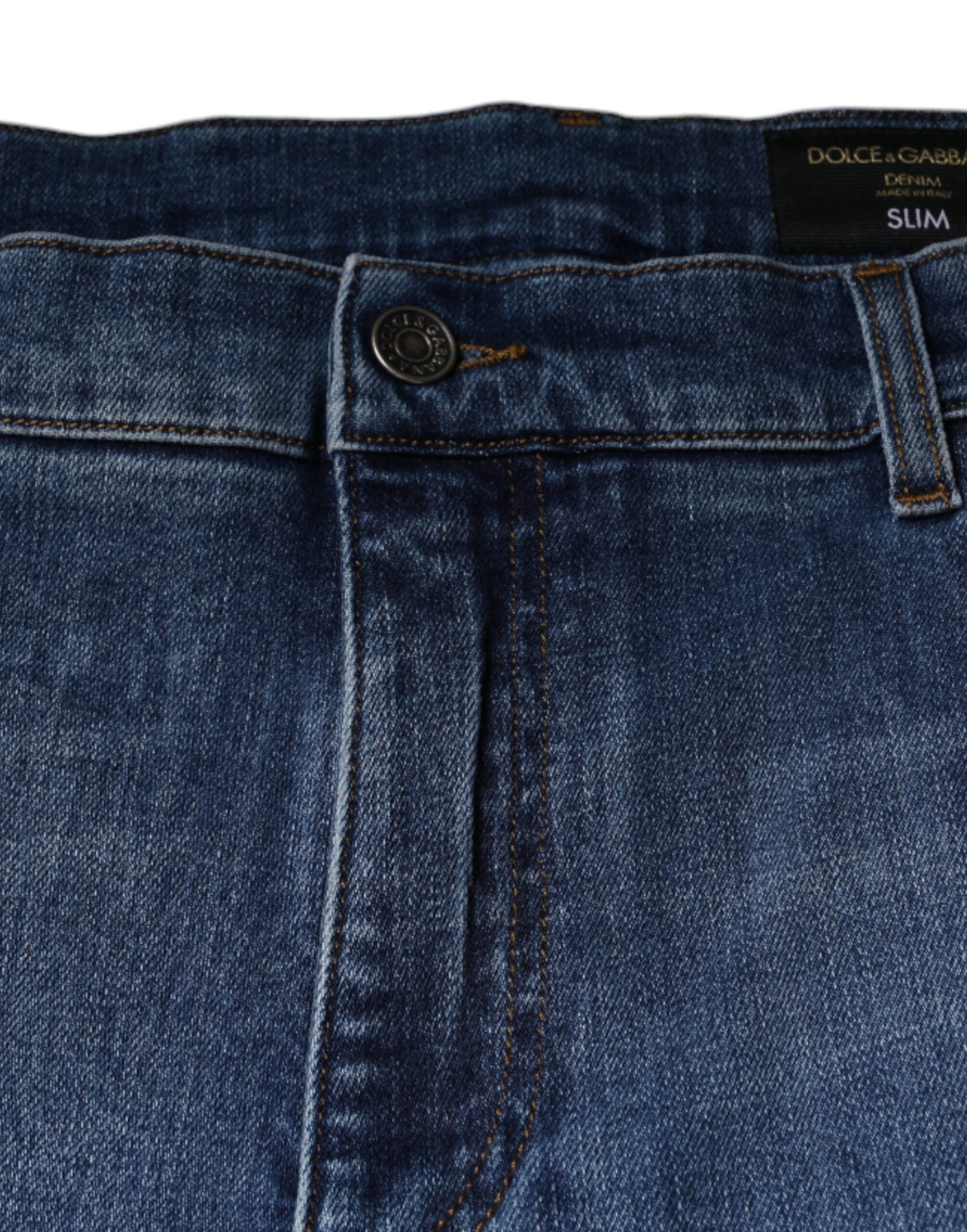 Jean denim Dolce & Gabbana en coton stretch bleu délavé pour homme