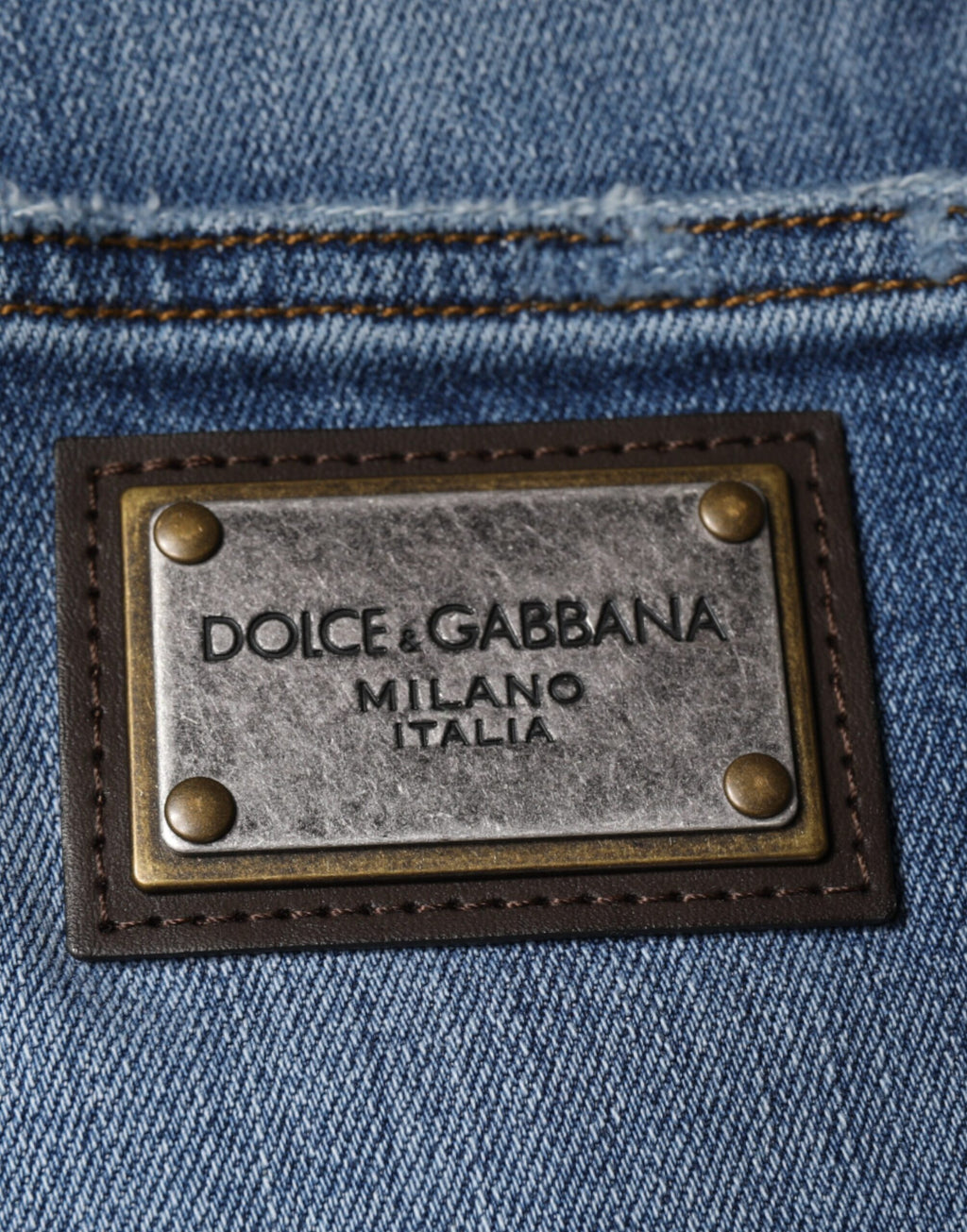 Jean denim Dolce & Gabbana en coton stretch bleu délavé pour homme