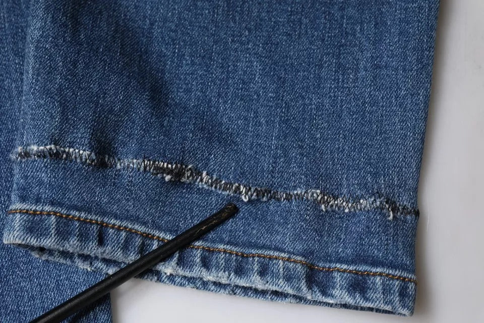 Jean denim Dolce & Gabbana en coton stretch bleu délavé pour homme