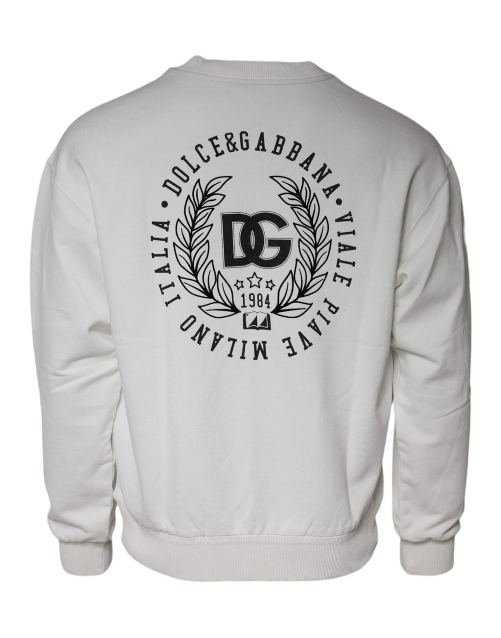 Pull Dolce & Gabbana en coton blanc à logo et col rond