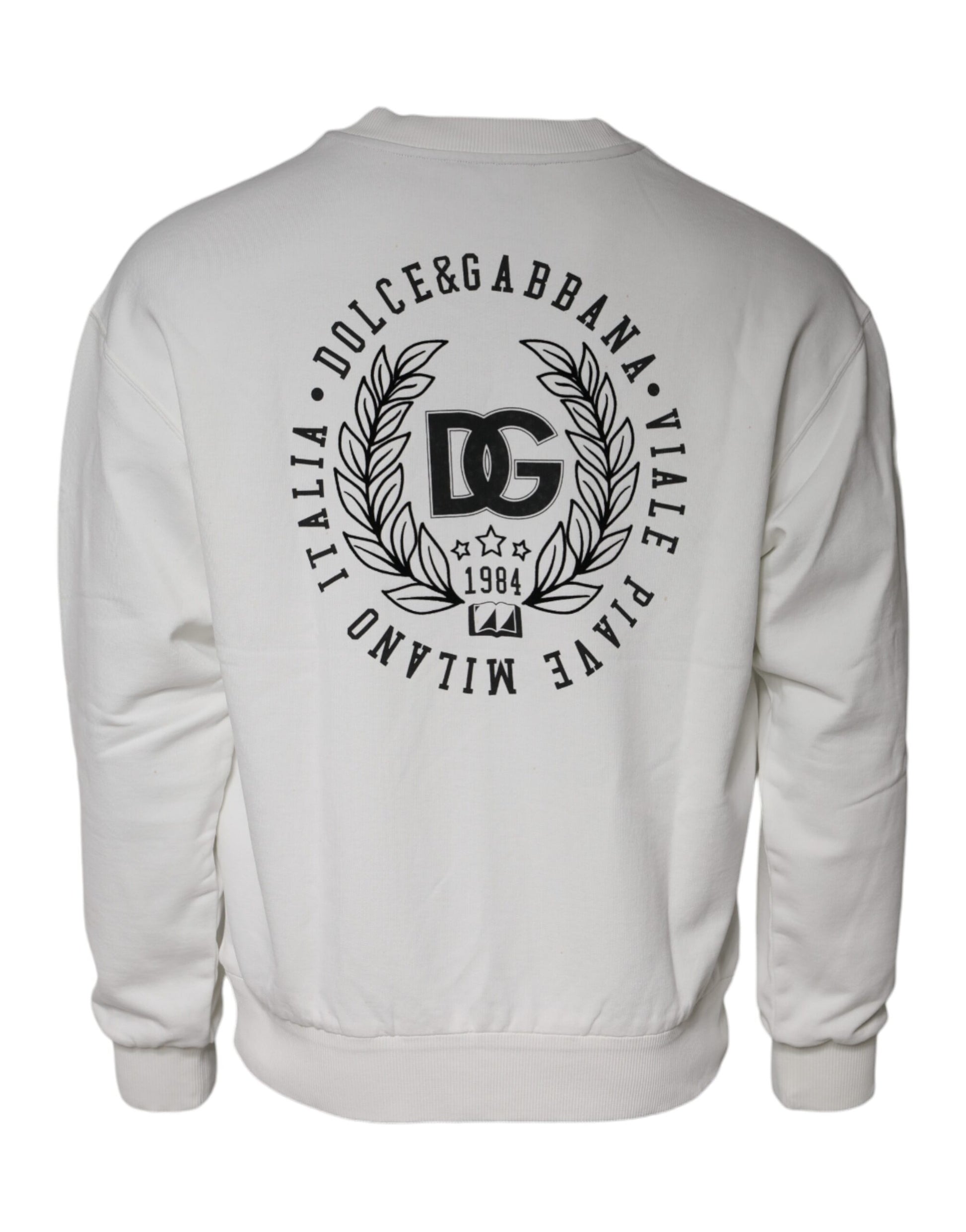 Pull Dolce & Gabbana en coton blanc à logo et col rond