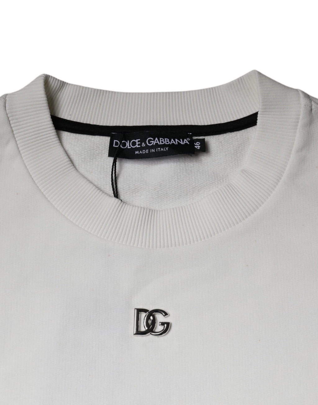 Pull Dolce & Gabbana en coton blanc à logo et col rond