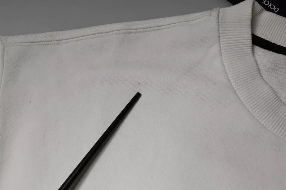 Pull Dolce & Gabbana en coton blanc à logo et col rond