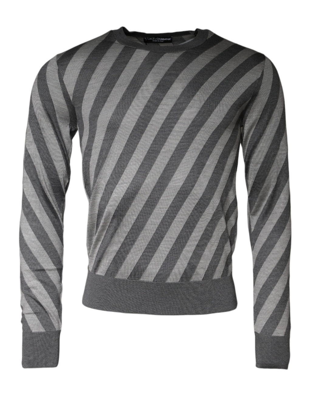 Pull ras du cou Dolce & Gabbana gris à rayures à manches longues