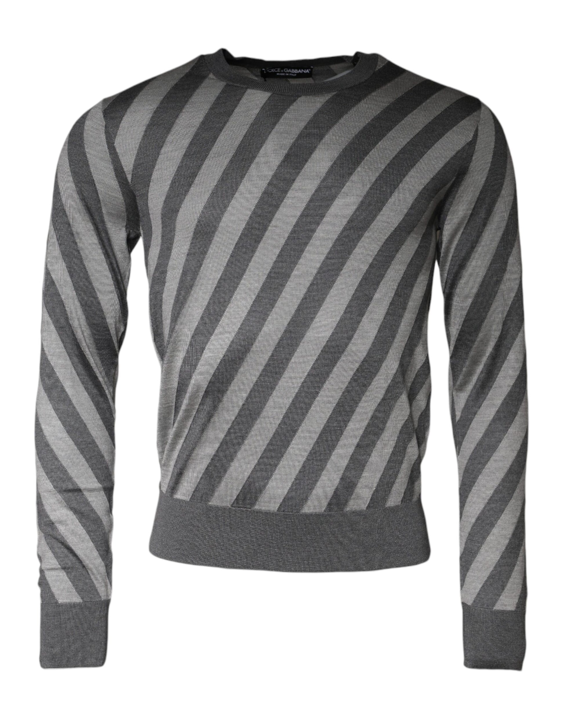 Pull ras du cou Dolce & Gabbana gris à rayures à manches longues