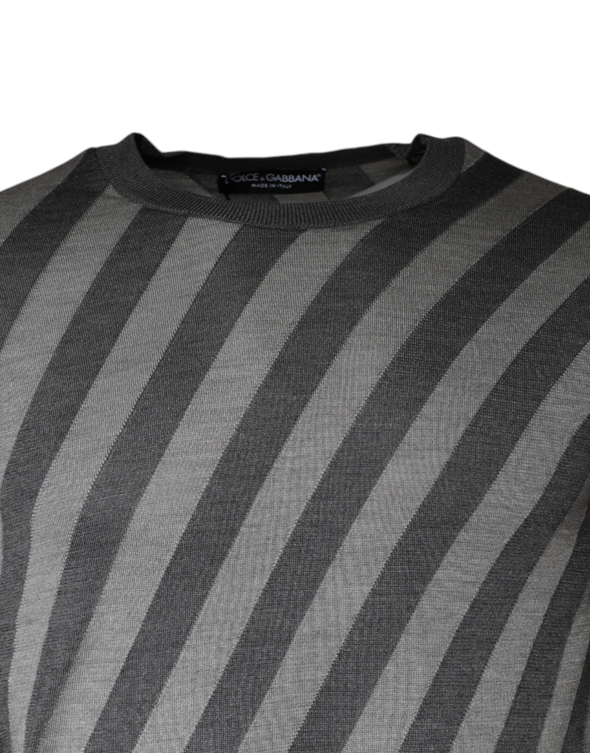 Pull ras du cou Dolce & Gabbana gris à rayures à manches longues