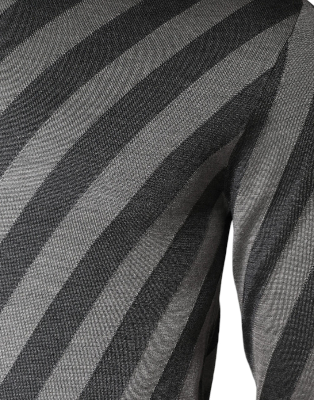 Pull ras du cou Dolce & Gabbana gris à rayures à manches longues