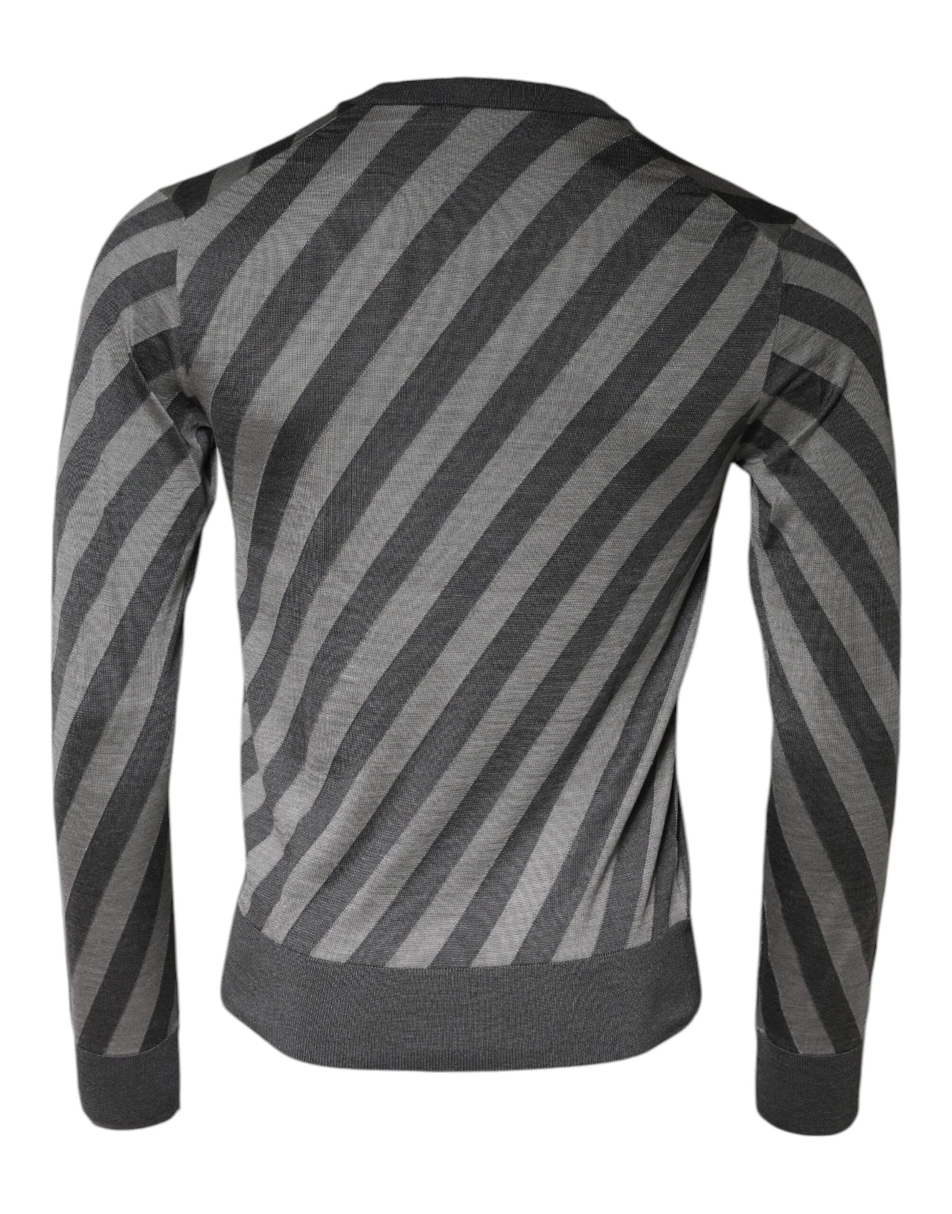 Pull ras du cou Dolce & Gabbana gris à rayures à manches longues
