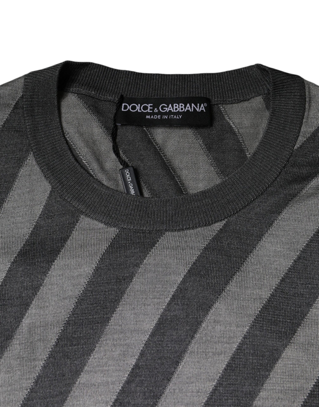 Pull ras du cou Dolce & Gabbana gris à rayures à manches longues