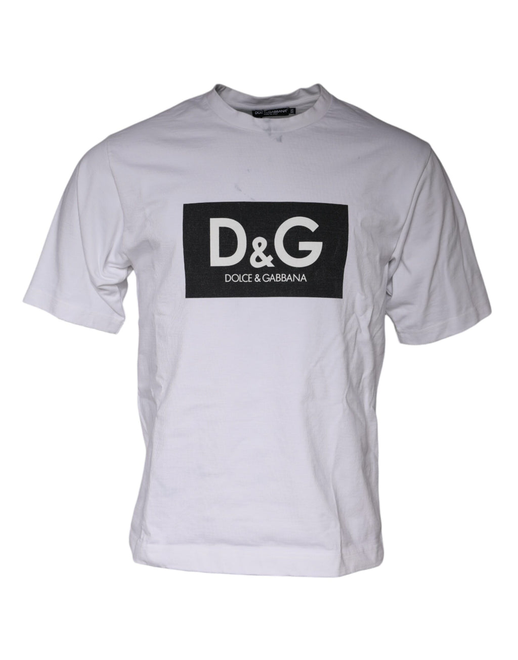 T-shirt à col rond en coton blanc imprimé logo Dolce & Gabbana