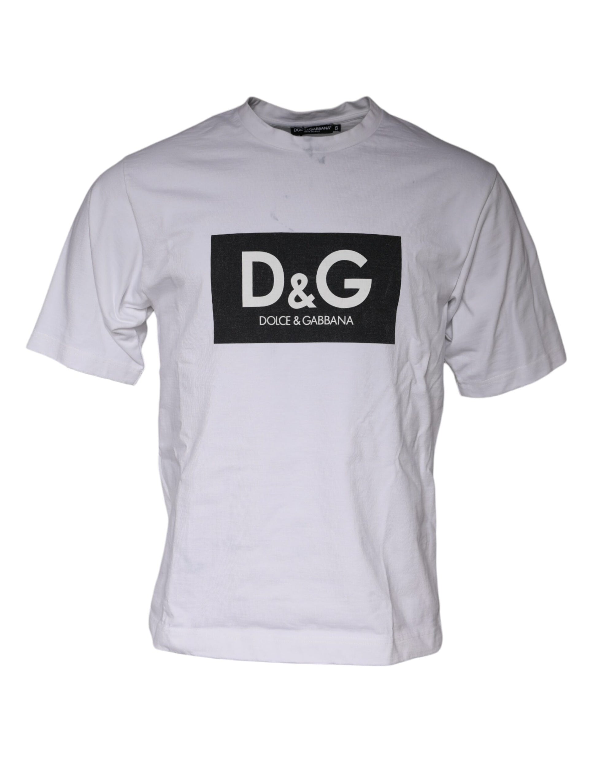 T-shirt à col rond en coton blanc imprimé logo Dolce & Gabbana