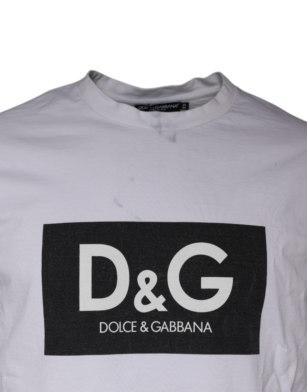 T-shirt à col rond en coton blanc imprimé logo Dolce & Gabbana