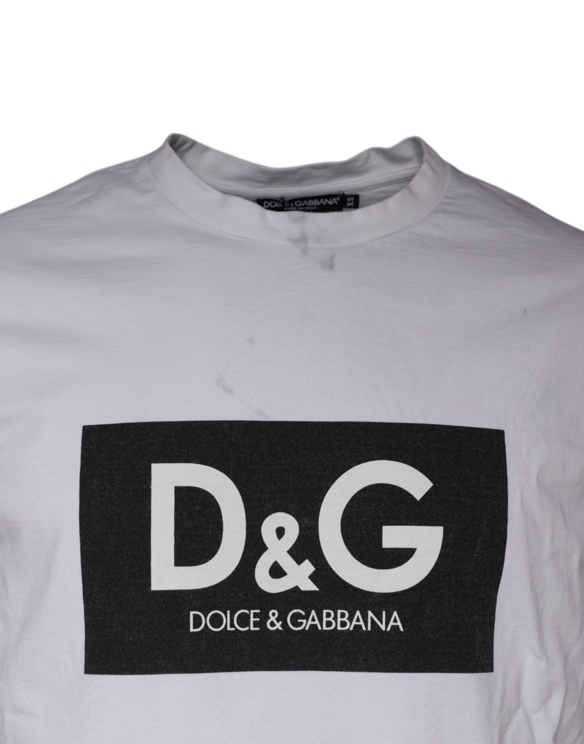 T-shirt à col rond en coton blanc imprimé logo Dolce & Gabbana
