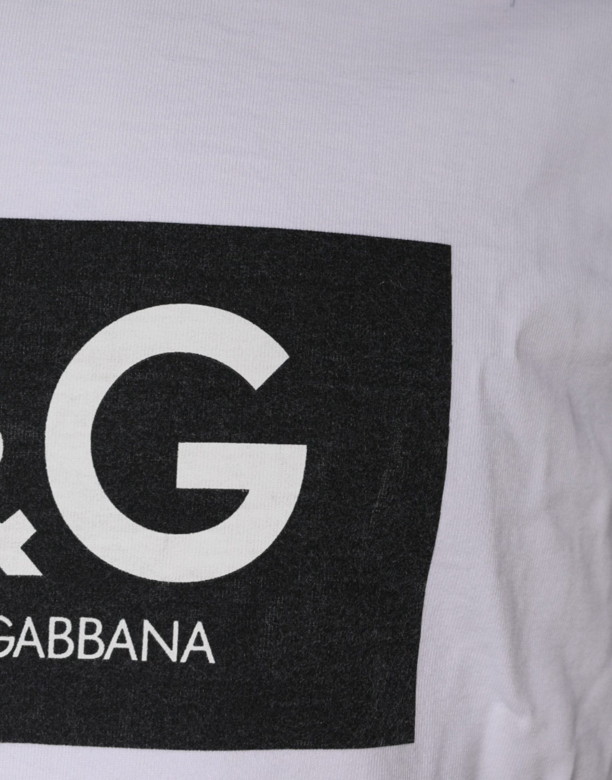 T-shirt à col rond en coton blanc imprimé logo Dolce & Gabbana