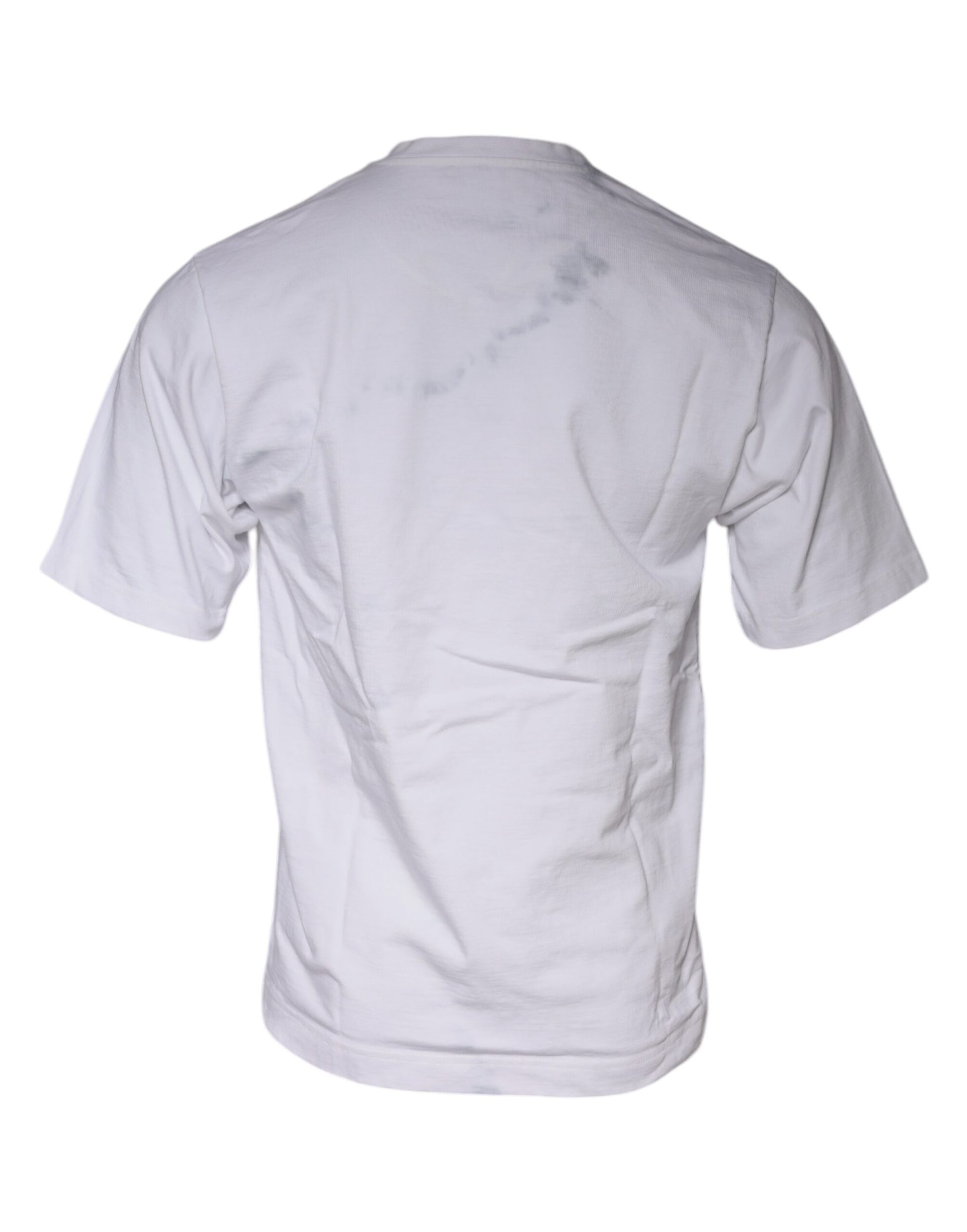 T-shirt à col rond en coton blanc imprimé logo Dolce & Gabbana