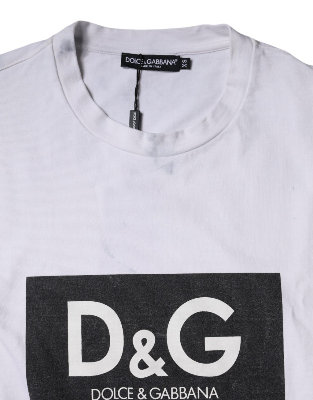 T-shirt à col rond en coton blanc imprimé logo Dolce & Gabbana
