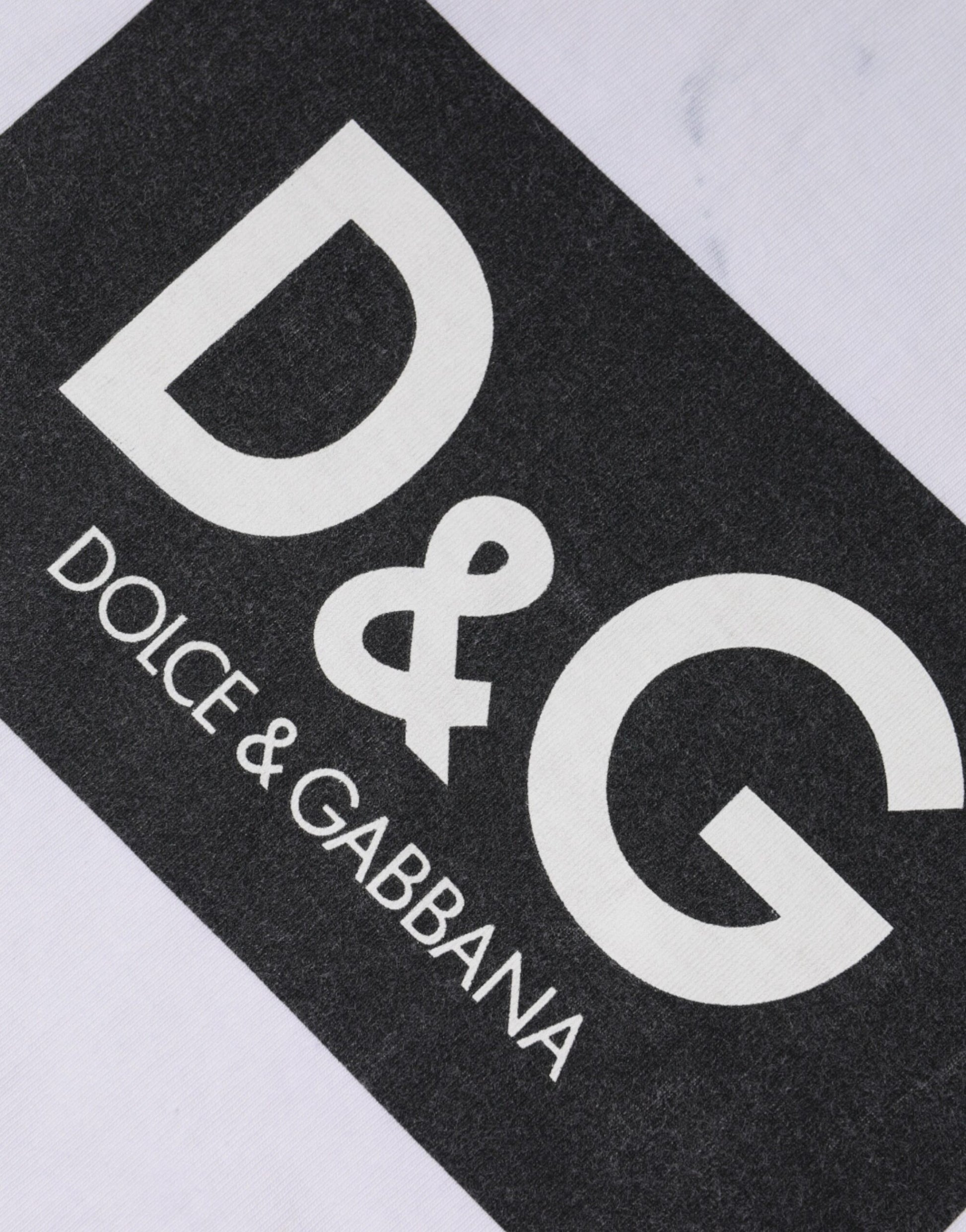 T-shirt à col rond en coton blanc imprimé logo Dolce & Gabbana