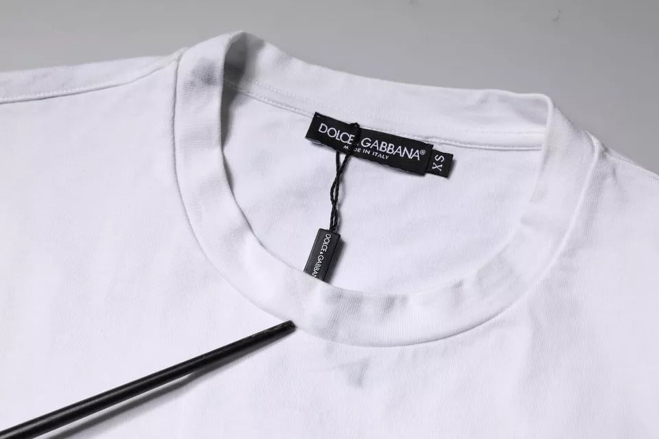 T-shirt à col rond en coton blanc imprimé logo Dolce & Gabbana