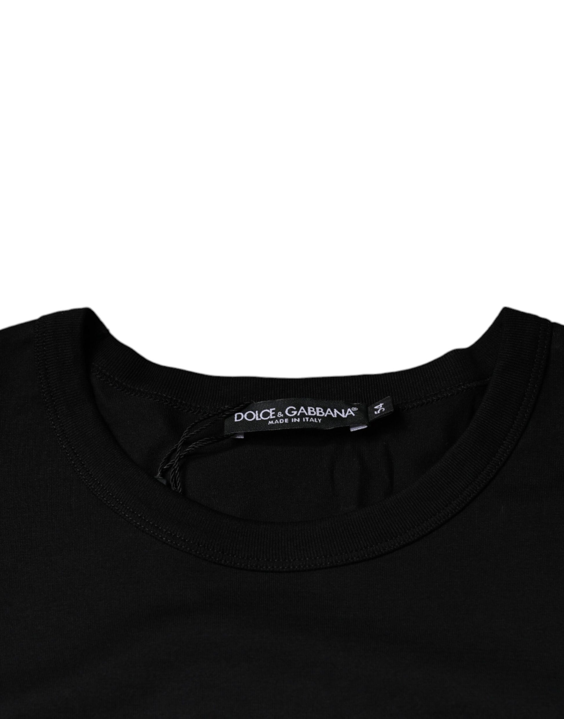 T-shirt Dolce & Gabbana en coton noir à manches courtes et col rond