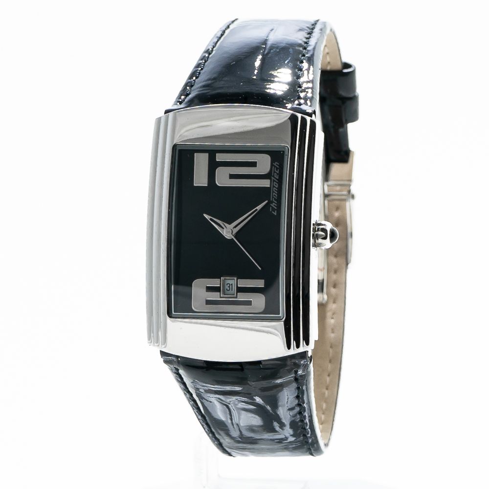 Montre habillée en cuir noir Chronotech
