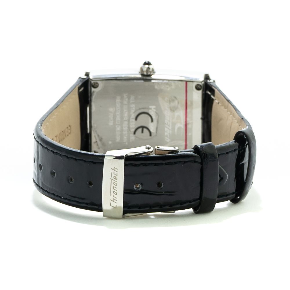 Montre habillée en cuir noir Chronotech