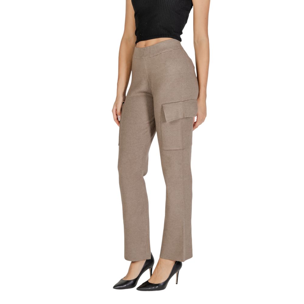 Vila Clothes Beige Cargo Pants for Women side view